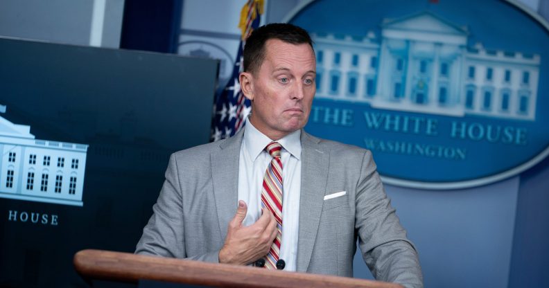 Advisor to the President on Serbia-Kosovo Richard Grenell speaks at a press conference on September 4