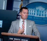 Advisor to the President on Serbia-Kosovo Richard Grenell speaks at a press conference on September 4
