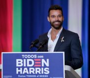 Singer Ricky Martin speaks during a Hispanic heritage event with Democratic presidential nominee and former Vice President Joe Biden. (Drew Angerer/Getty Images)