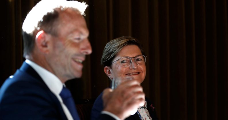 The lesbian sister of Tony Abbott, Christine Forster, has defended the former premier amid claims he is 'homophobia'. (Ryan Pierse/Getty Images)