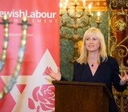 Rosie Duffield Labour MP for Canterbury Speaking at the Jewish Labour Movement Rally Fringe event at the 2019 Labour Party conference. (Nicola Tree/Getty Images) on September 22, 2019 in Brighton, England.