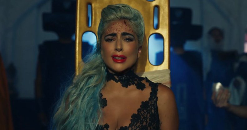 Lady Gaga on a stretcher in the 911 video