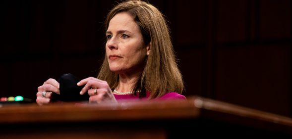 Judge Amy Coney Barrett attends first day of her Senate confirmation hearing to the Supreme Court on Capitol Hill in Washington, DC on October 12, 2020.