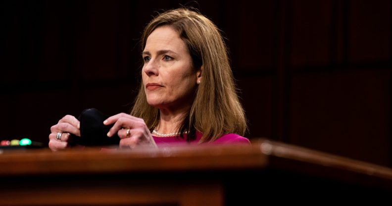 Judge Amy Coney Barrett attends first day of her Senate confirmation hearing to the Supreme Court on Capitol Hill in Washington, DC on October 12, 2020.