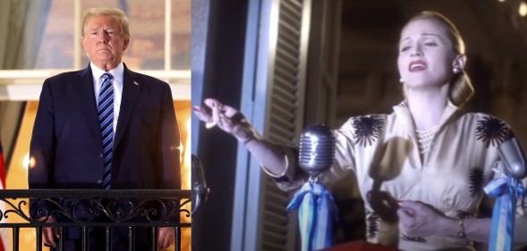 President Donald Trump's balcony stunt has been likened to Evita