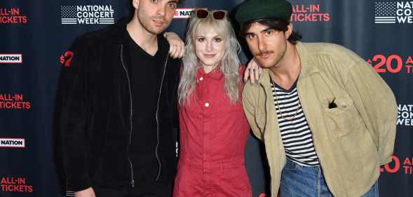 (L-R) Taylor York, Hayley Williams, and Zac Farro of Paramore. (ANGELA WEISS/AFP via Getty Images)