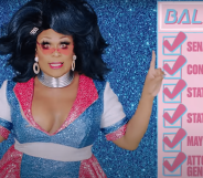 Peppermint next to a huge ballot paper