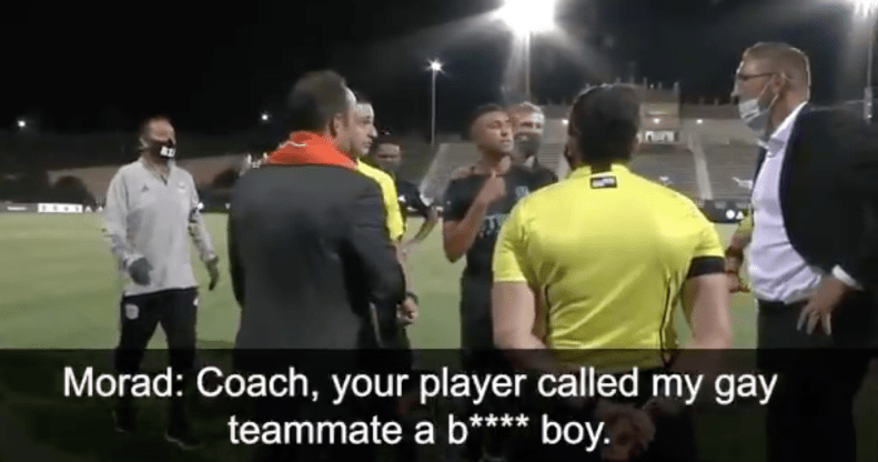 San Diego Loyal clashed with Phoniex Rising after the rival team allegedly called their gay midfield as "b***y boy". (Screen capture via Twitter)