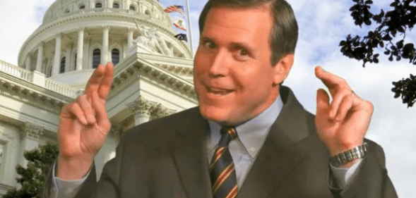 Scott Wilk, a senator in California, stressed his opposition to a bill that protects trans teens with a video that mocks their entire existence while also singing badly to David Bowie. (Screen capture via Twitter)