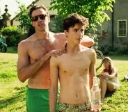 Armie Hamme rubs Timothee Chamalets shoulders in Call My By Your Name