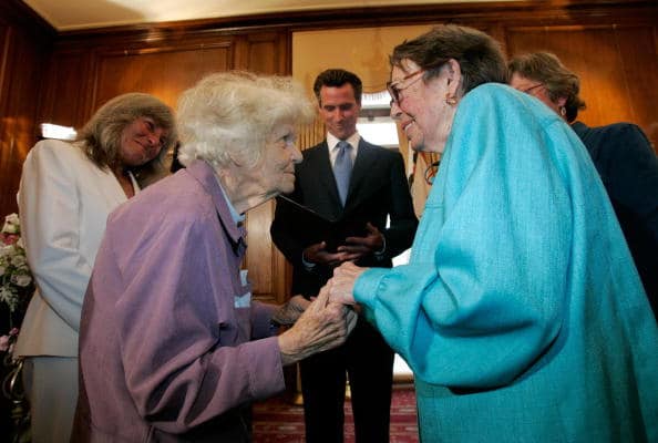 Del Martin (L) and Phyllis Lyon (R). (Marcio Jose Sanchez/AFP via Getty Images)