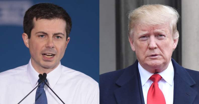 Pete Buttigieg (L) launched an attack against Donald Trump for claiming he's done 'more for the Black community than anyone else'. (Getty)