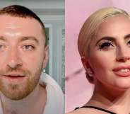 Sam smith (L) has credited Lady Gaga as one of the reasons they came out as non-binary. (Screen capture via YouTube/Getty)