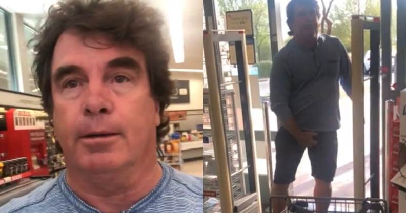 A Trump supporter told a teen to 'vote Biden and suck it' following a squabble over face masks. (Screen captures via Twitter)