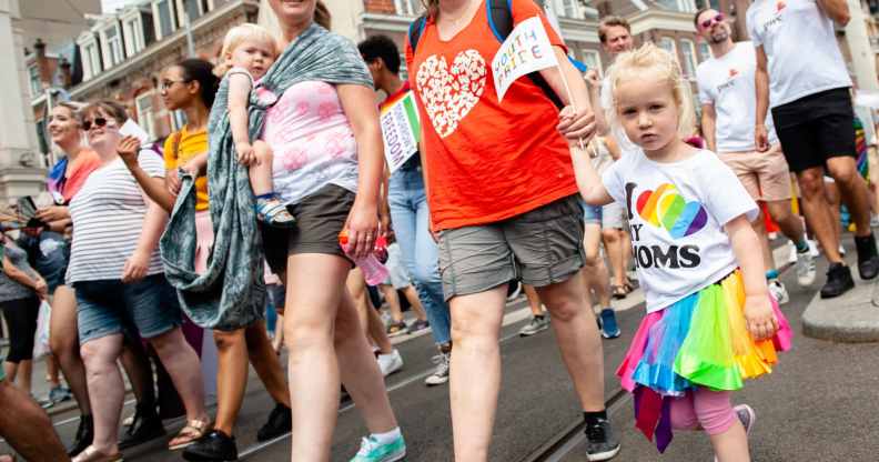 People take part during the Pride Walk, in Amsterdam, Netherlands. (Romy Arroyo Fernandez/NurPhoto via Getty Images)