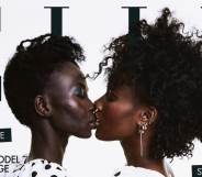 Aweng Ade-Chuol and her wife Alexus kissing