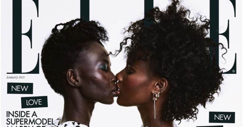 Aweng Ade-Chuol and her wife Alexus kissing