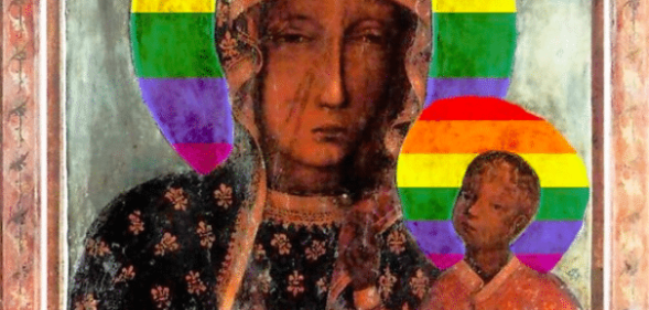 LGBT+ Virgin Mary poster in Poland