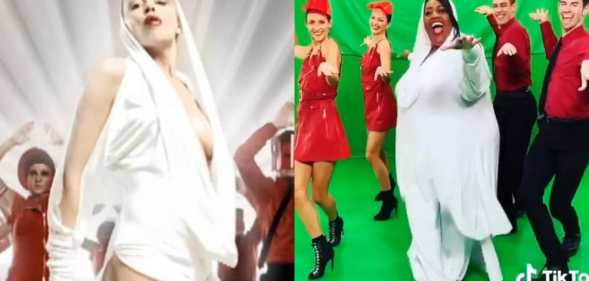 Alison Hammond recreating Kylie's music video for "Can't Get You Out of My Head"