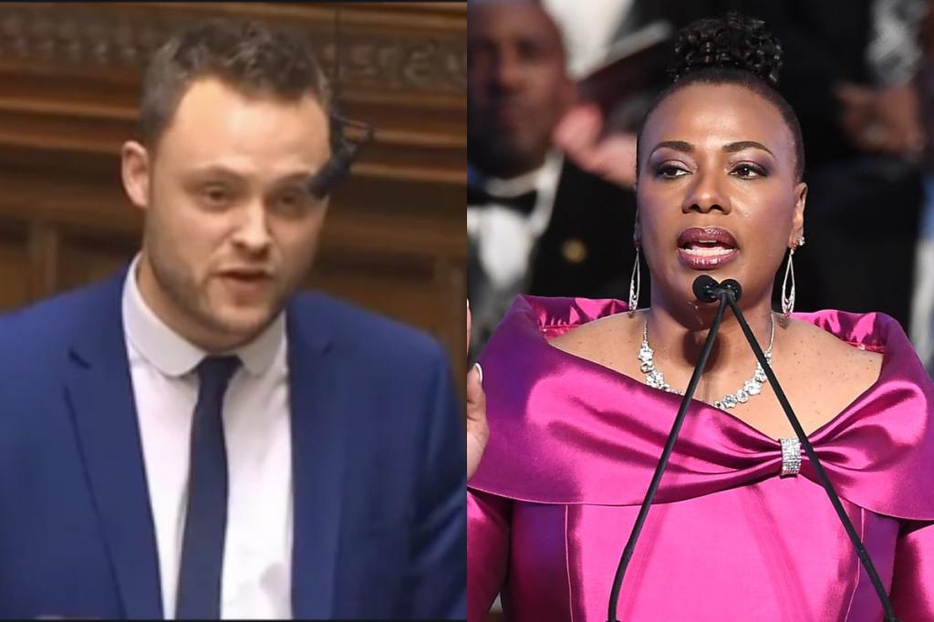 Ben Bradley (L), a British MP, was schooled by none other than Martin Luther King Jr.'s daughter, Bernice King. (Twitter/Getty)