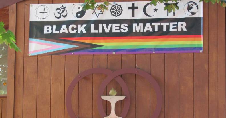 The Unitarian Universalist Church in Utica, upstate New York, spoke out after its banners were repeatedly vandalised