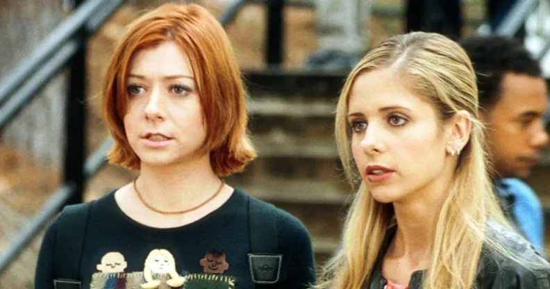 Alyson Hannigan and Sarah Michelle Gellar as Willow and Buffy.