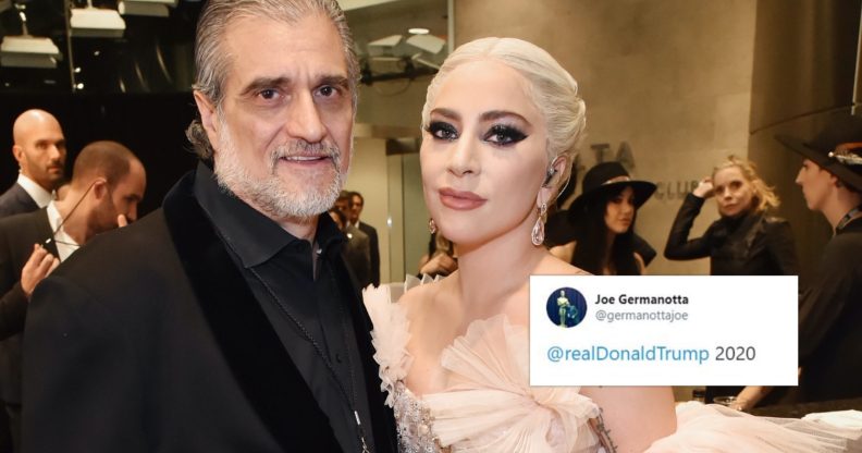 Joe Germanotta (L) endorsed Donald Trump just days after the president dissed his daughter, Lady Gaga. (Getty/Twitter)