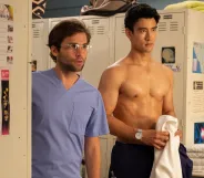 Jake Borelli as Dr Levi Schmitt and Alex Landi as Dr Nico Kim.