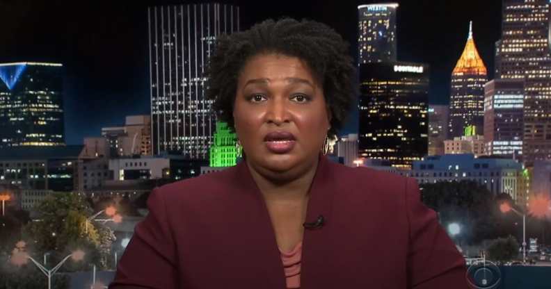 Democratic firebrand Stacey Abrams has celebrated the end of "orange menace" Donald Trump