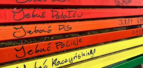 Rainbow benches in Poland were vandalised with "F**k LGBT"