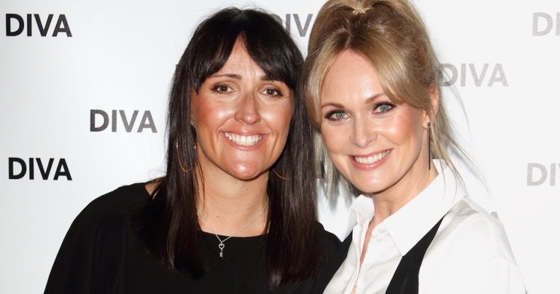 Lesbian Emmerdale star Michelle Hardwick (right) with her wife Kate Brooks at the DIVA Magazine Awards at the The Waldorf Hilton, Aldwych, London