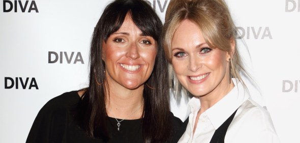 Lesbian Emmerdale star Michelle Hardwick (right) with her wife Kate Brooks at the DIVA Magazine Awards at the The Waldorf Hilton, Aldwych, London