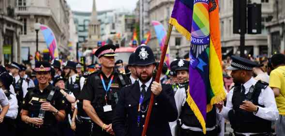 Members of the police march at Pride in London 2019