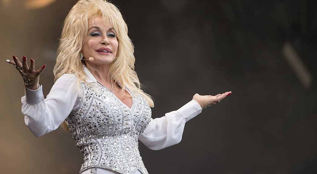 Dolly Parton performs on the Pyramid Stage during Day 3 of the Glastonbury Festival at Worthy Farm on June 29, 2014
