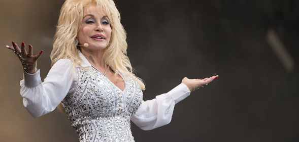 Dolly Parton performs on the Pyramid Stage during Day 3 of the Glastonbury Festival at Worthy Farm on June 29, 2014