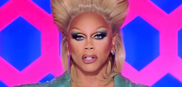 RuPaul in a mullet-style wig