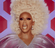 RuPal in a tall blonde wig