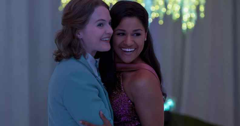 Jo Ellen Pellman and Ariana DeBose hugging