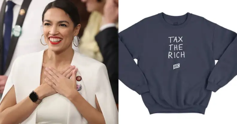 Alexandria Ocasio-Cortez and her 'Tax The Rich' sweatshirt