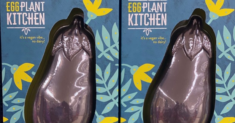 An aubergine-shaped Easter egg by Marks and Spencer