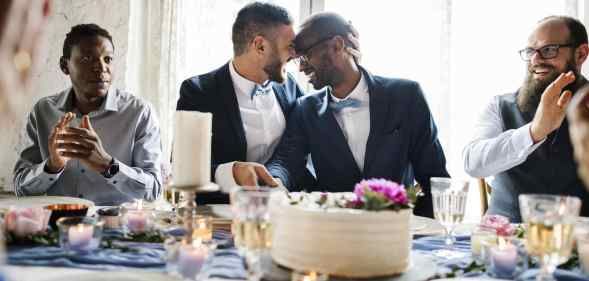 Gay couple celebrate their wedding