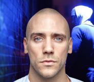 Jimmy Essex's face against a dimly lit wall