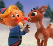 Rudolph the red-nosed reindeer (R) and Heremy the Elf