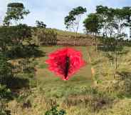 Vulva sculpture on a hillside in Brazil