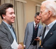 Joe Biden shakes hands with his gay platform manager Brendan Cohen.