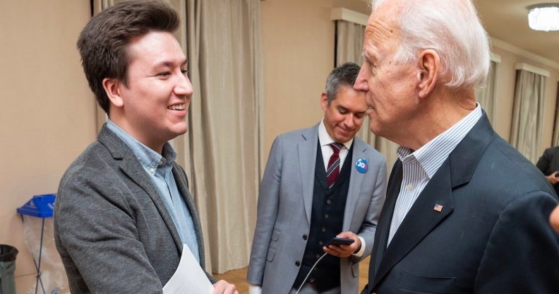 Joe Biden shakes hands with his gay platform manager Brendan Cohen.