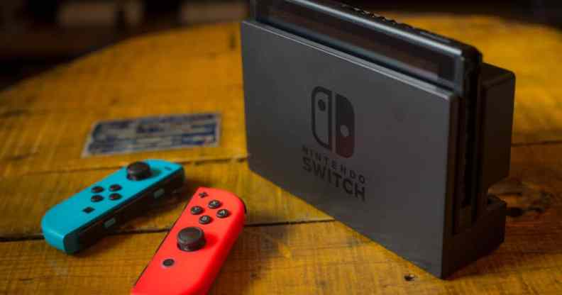 The Nintendo Switch console comes in neon red and blue.