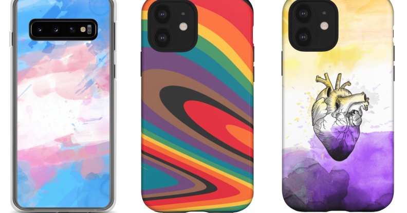 The phone case collection features designs with all the different pride flags. (PinkNews)