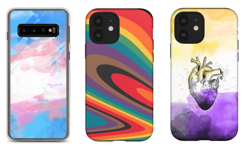 The phone case collection features designs with all the different pride flags. (PinkNews)