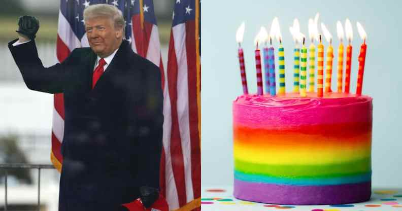Donald Trump and rainbow cake